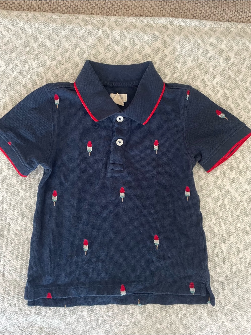 Blue Rooster Collection Navy Polo with Red Ice Pop Embroidery